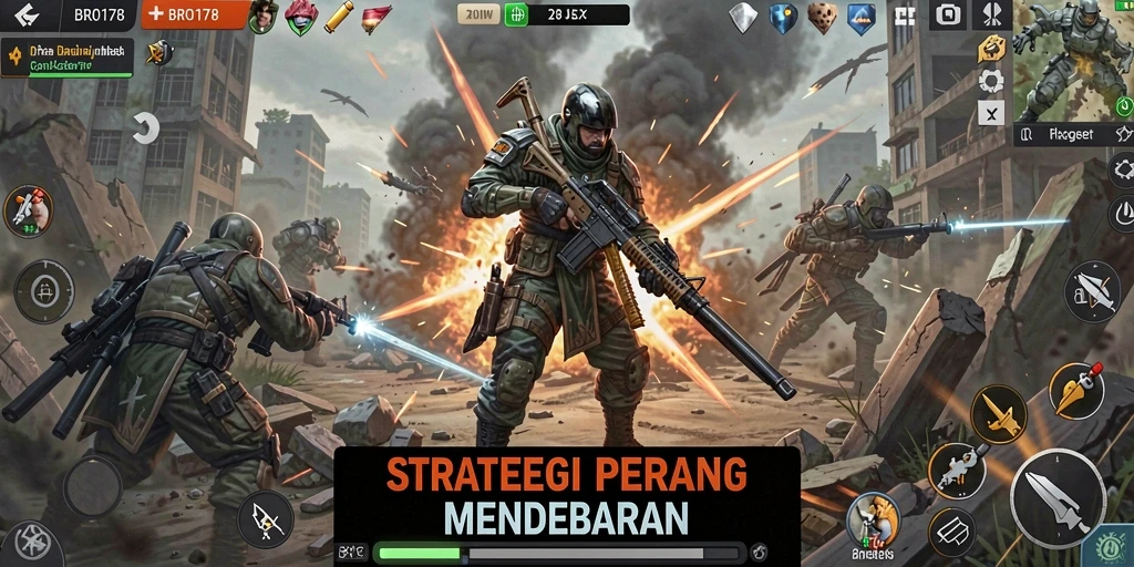 Screenshot utama dari gameplay mendebarkan BRO178 dengan banyak strategi.