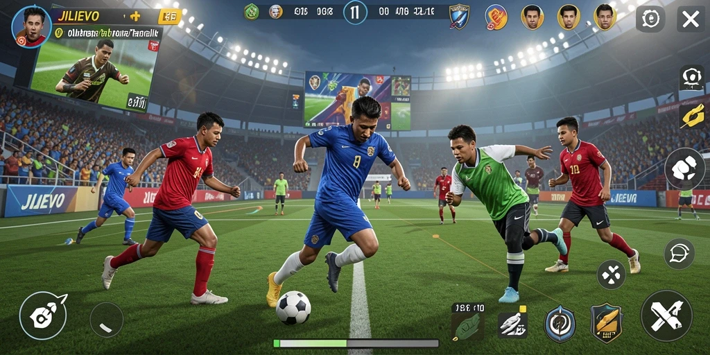 Tangkapan layar gameplay JILIEVO dengan suasana pertandingan yang mendebarkan.